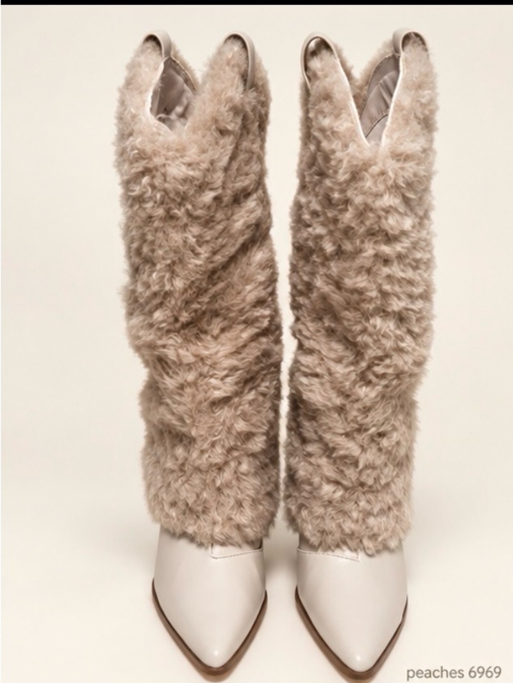 Cape Robbin Taupe Faux Fur Knee-High Heeled Boots